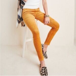 PAIGE Hoxton Ankle Skinny Corduroy Pants Mustard Yellow Gold